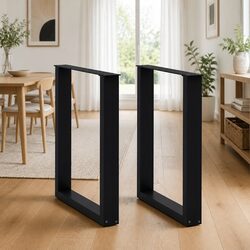 U-Shaped Dining Table Legs, Sturdy Steel, Black, 70x72-73cm