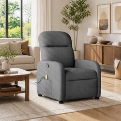 Grey Fabric Recliner with Massage: Your Relaxation Spot