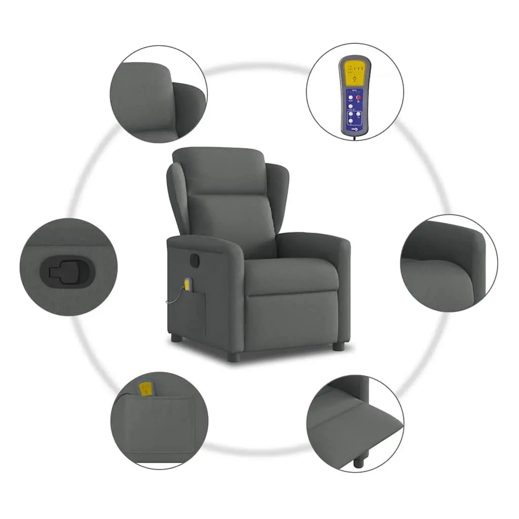 Grey Fabric Massage Recliner Chair