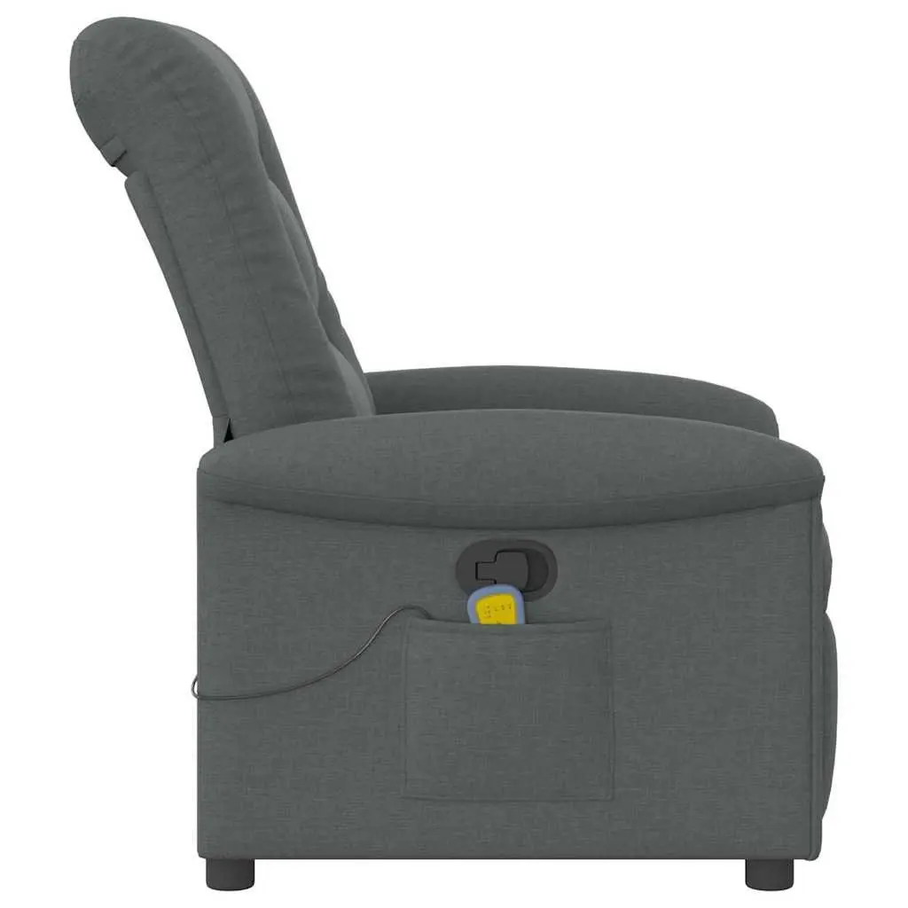 Recliner Chair Grey Fabric Manual Massage Armchair 135 Degree Vibration Footrest