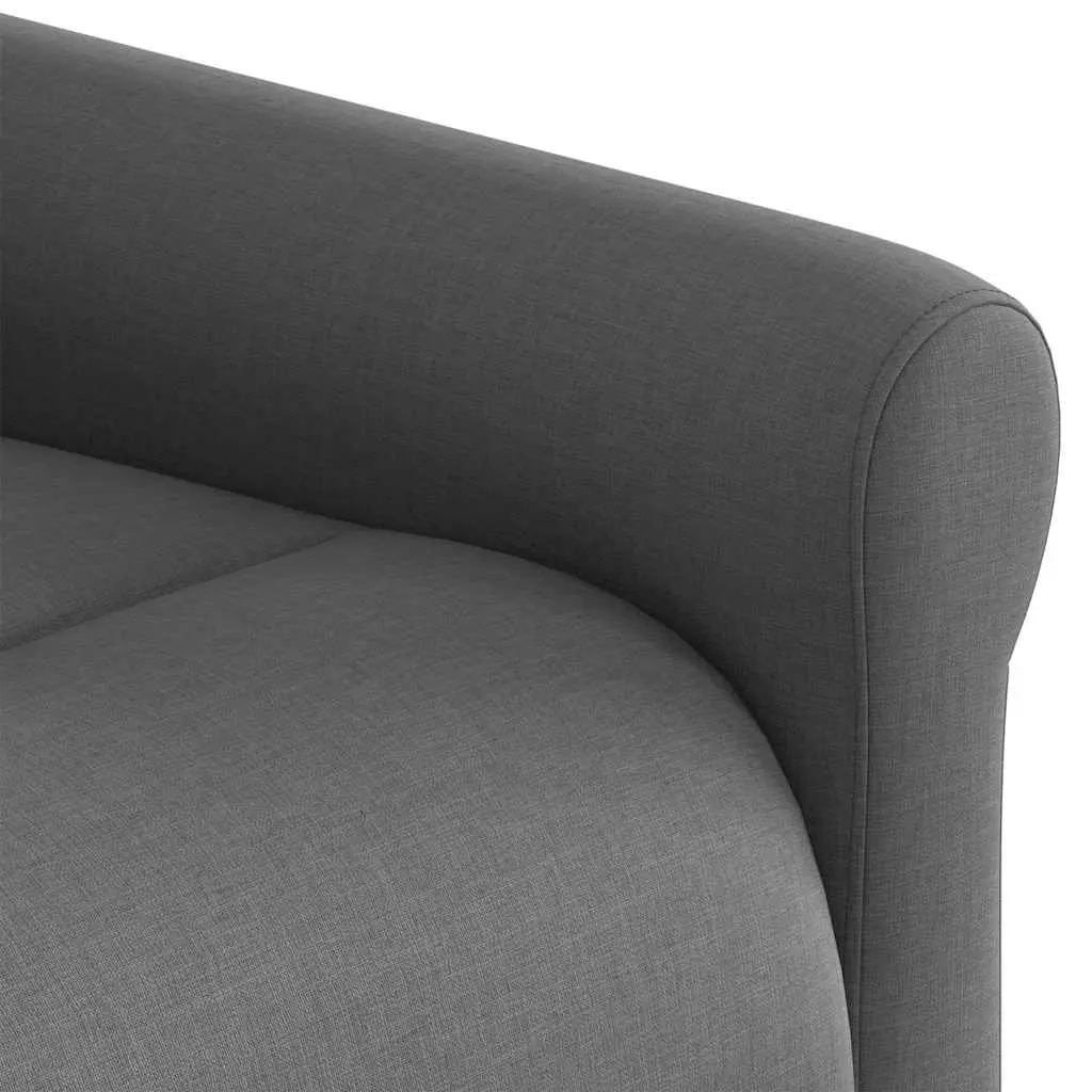 Manual Recline Massage Chair Grey Fabric Vibration Armchair with Thick Padding and Adjustable Footrest
