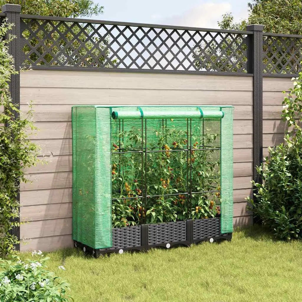Raised Garden Bed Black 120x40x123cm Greenhouse Cover Plant Protector