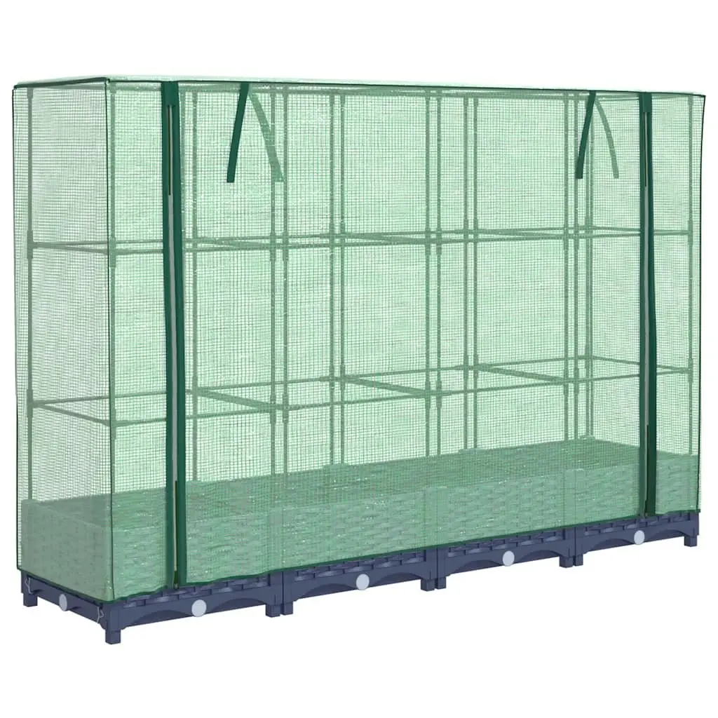 Raised Bed Greenhouse Cover Grey 160x40x123cm Water-Resistant Polyethylene Rattan Look
