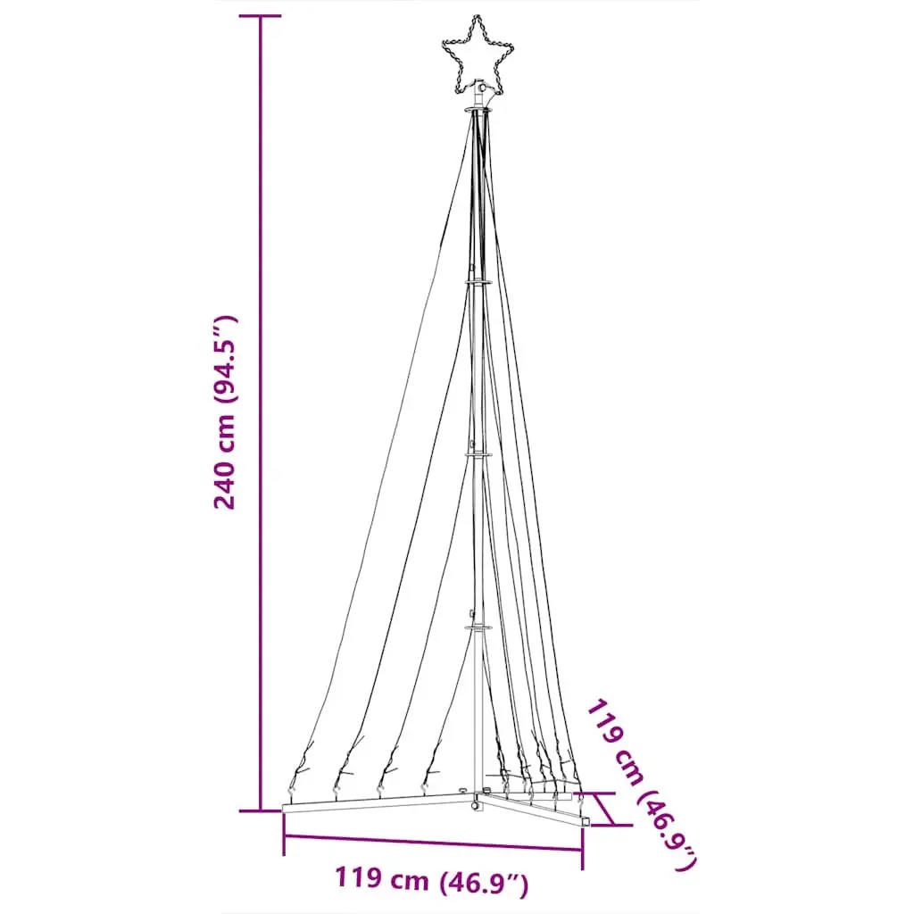 LED Christmas Tree Cold White 240cm 447 Lights 8 Effects Indoor Outdoor