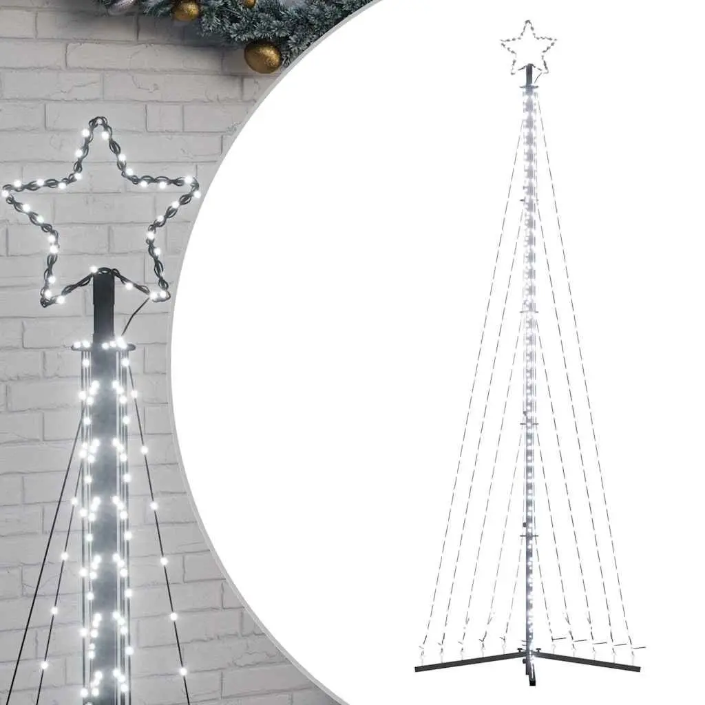 LED Christmas Tree Cold White 302cm 495 Lights 8 Effects Indoor Outdoor Holiday