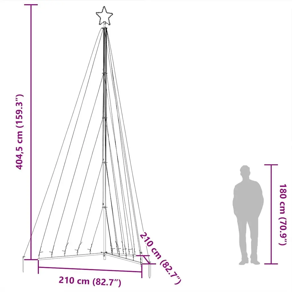 LED Christmas Tree White 4045cm 570 Warm White Lights 8 Effects Indoor Outdoor Decoration