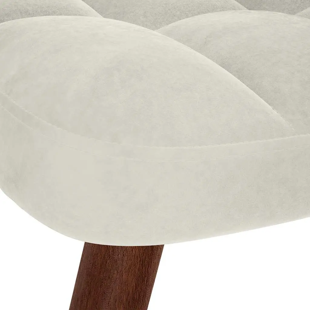 Relaxing Chair with Stool Cream Velvet Armchair Lounge Seat Footrest Furniture