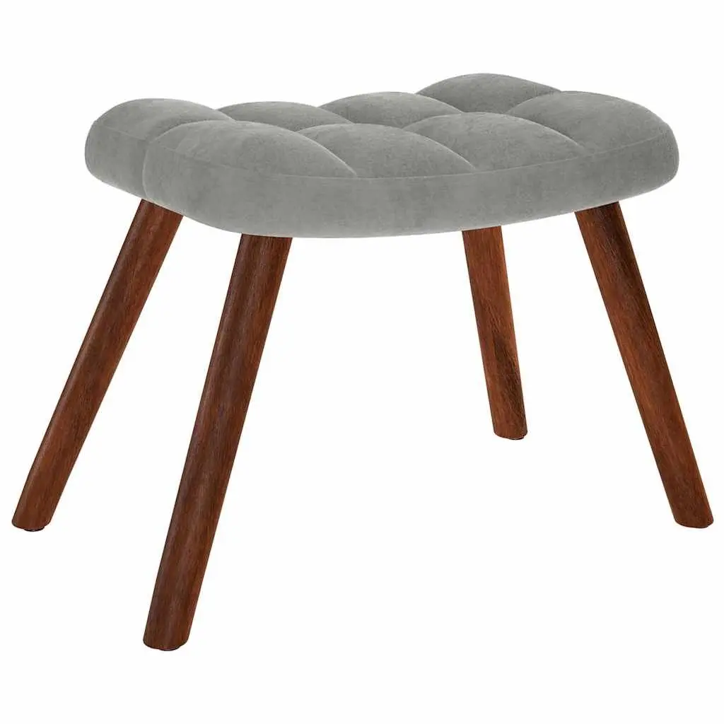 Rocking Chair Grey Velvet Padded Armchair with Footstool Sturdy Frame