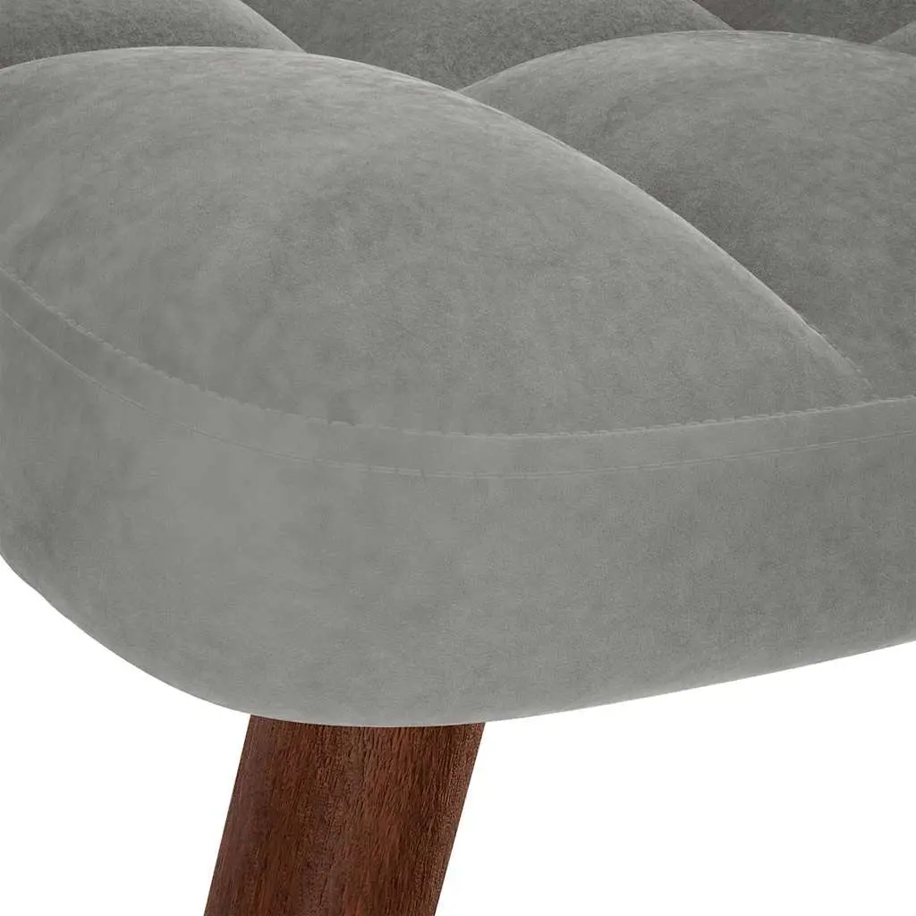 Rocking Chair Grey Velvet Padded Armchair with Footstool Sturdy Frame