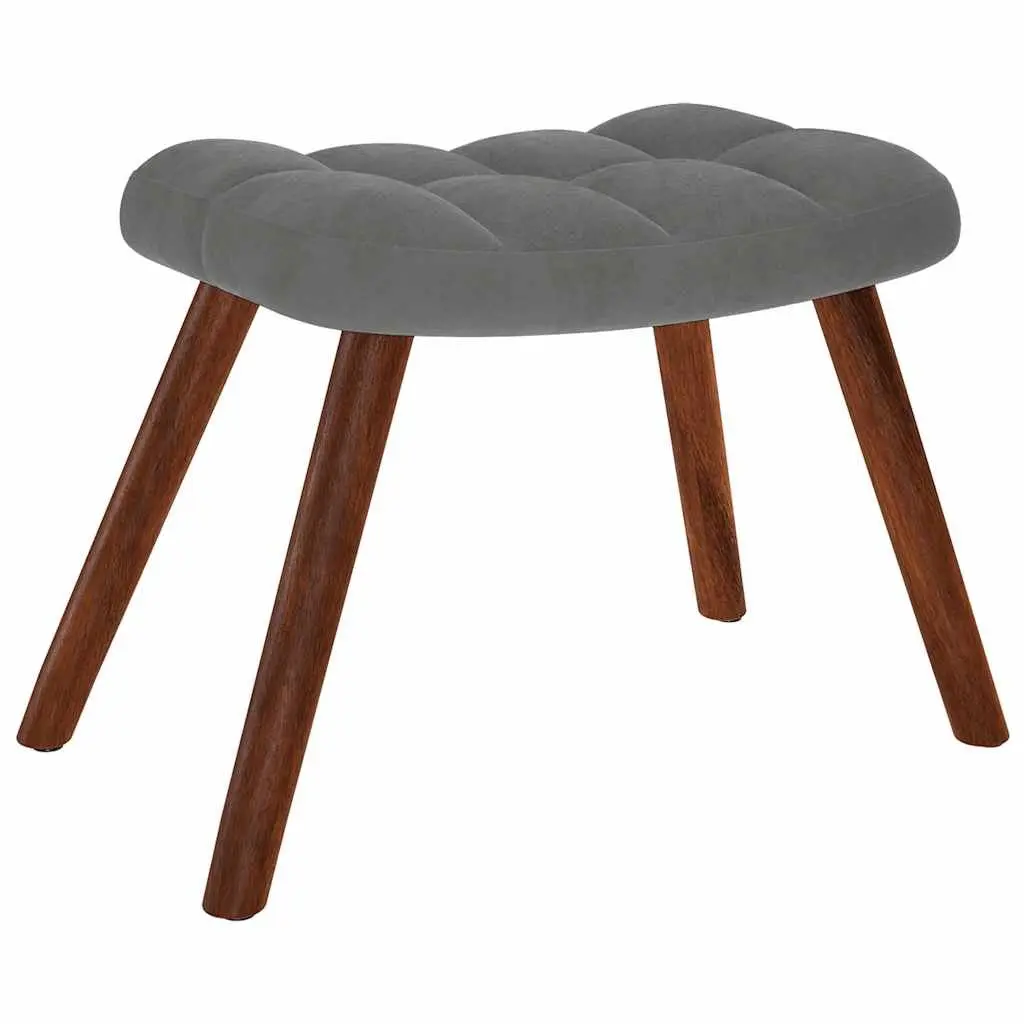 Rocking Chair with Footstool Grey Velvet Padded Armchair Lounge Seat