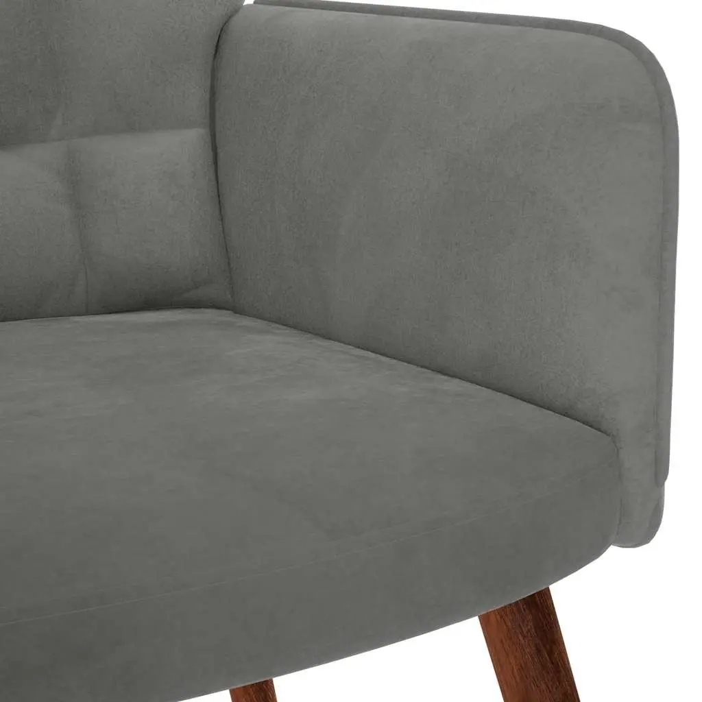 Rocking Chair with Footstool Grey Velvet Padded Armchair Lounge Seat