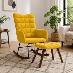 Yellow Velvet Rocking Chair: Style and Comfort