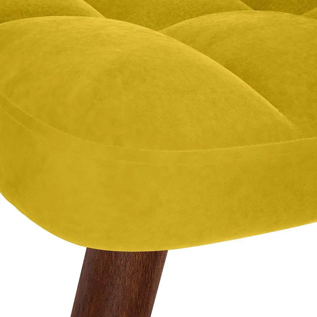 Rocking Chair Yellow Velvet Padded Seat Backrest with Stool