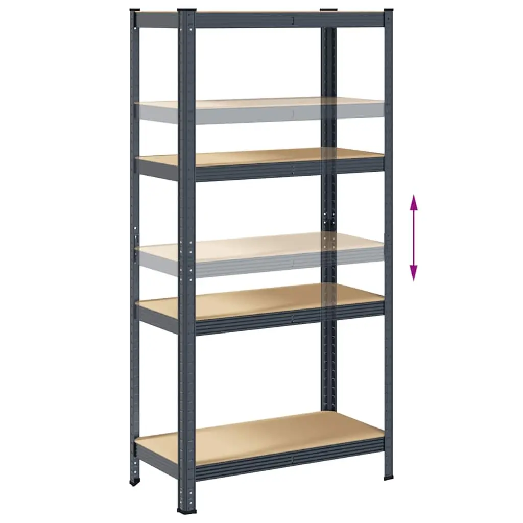 4-Layer Storage Shelf Anthracite Steel Frame Engineered Wood Adjustable Height