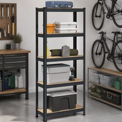 Compact and Strong Anthracite 5-Layer Storage Shelf