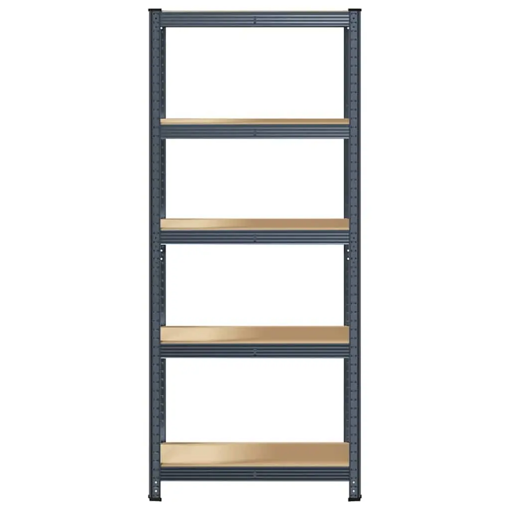 5-Layer Storage Shelf Anthracite Steel Frame Engineered Wood Height Adjustable