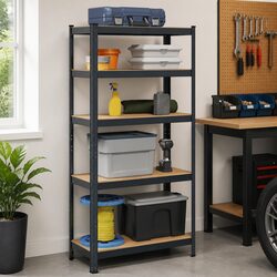 5-Layer Industrial Storage Shelf Anthracite Steel Engineered Wood Garage