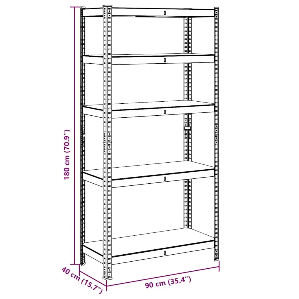 5-Layer Storage Shelf Anthracite Steel Engineered Wood Height Adjustable