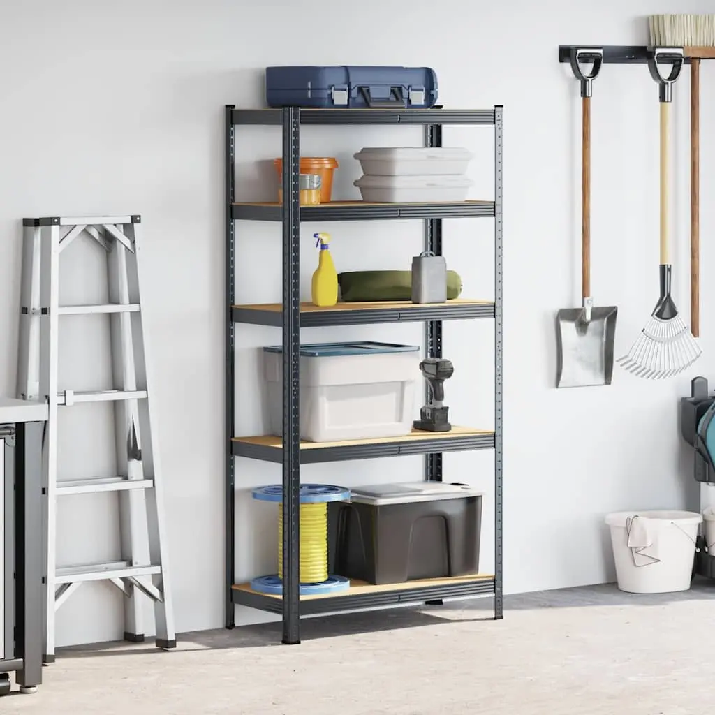 5-Layer Storage Shelf Anthracite Steel Engineered Wood Height Adjustable
