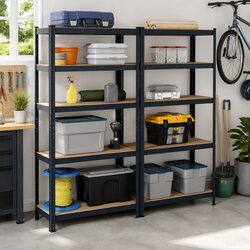 5-Layer Storage Shelves Steel Frame Anthracite 2pc