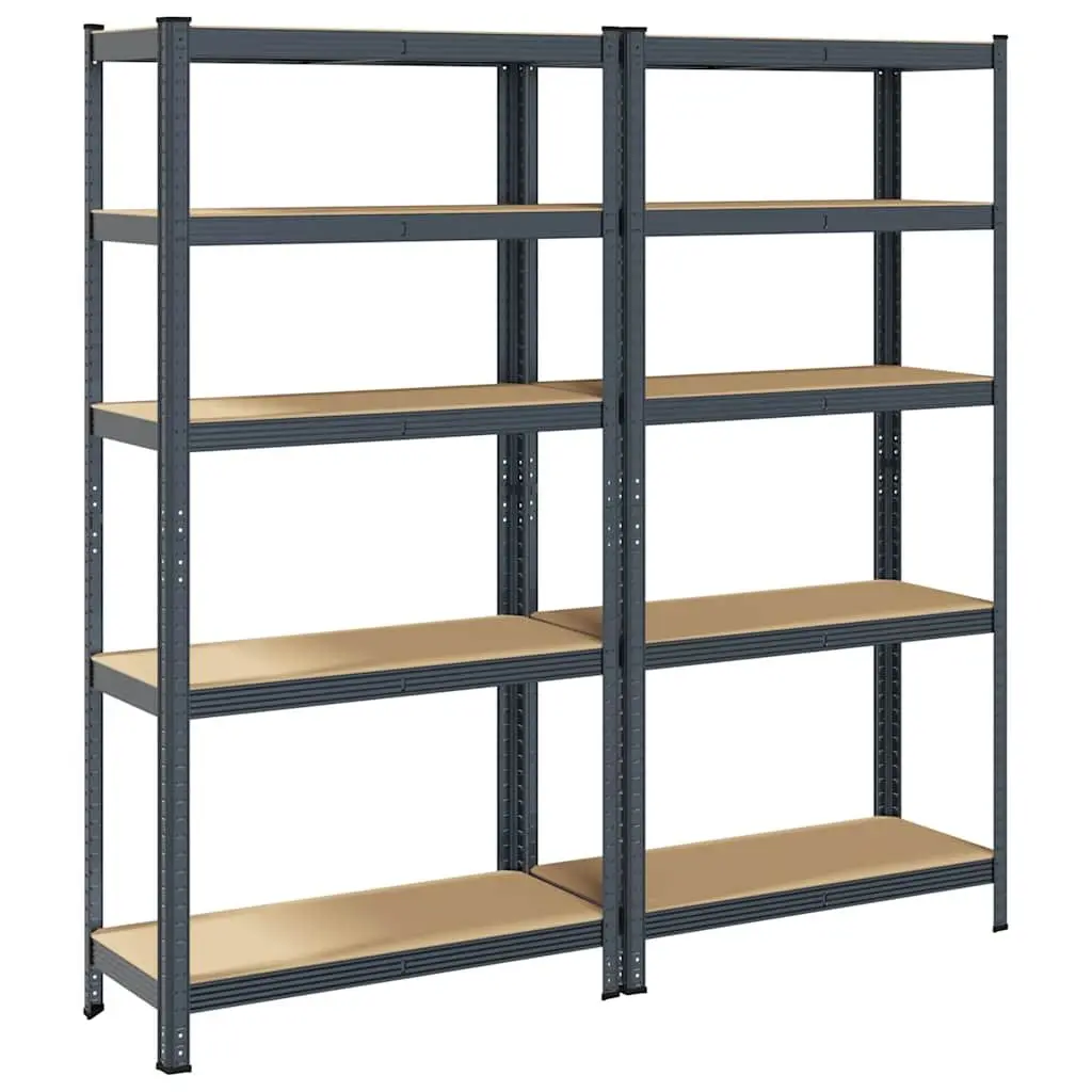 5-Layer Storage Shelves Anthracite Steel Frame Engineered Wood Height Adjustable 2pc