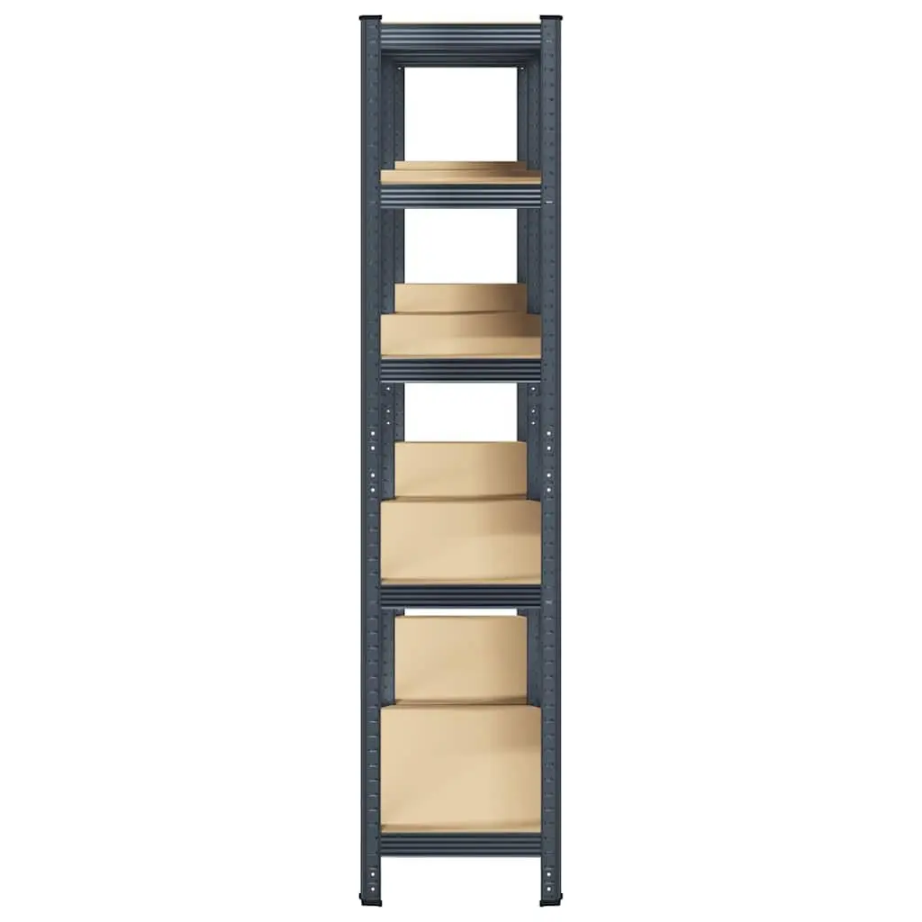 5-Layer Storage Shelves Anthracite Steel Frame Engineered Wood Height Adjustable 2pc