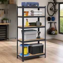 5-Layer Anthracite Steel Shelf for Storage