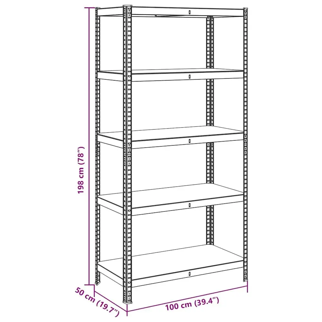 5-Layer Industrial Storage Shelf Anthracite Steel Engineered Wood Garage