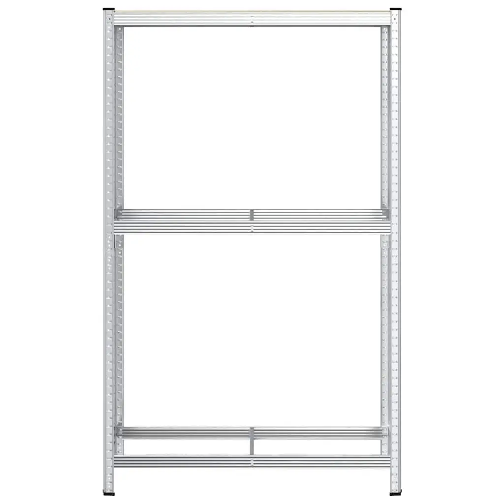 2-Layer Tyre Shelf Silver Steel Height Adjustable Durable Storage Rack