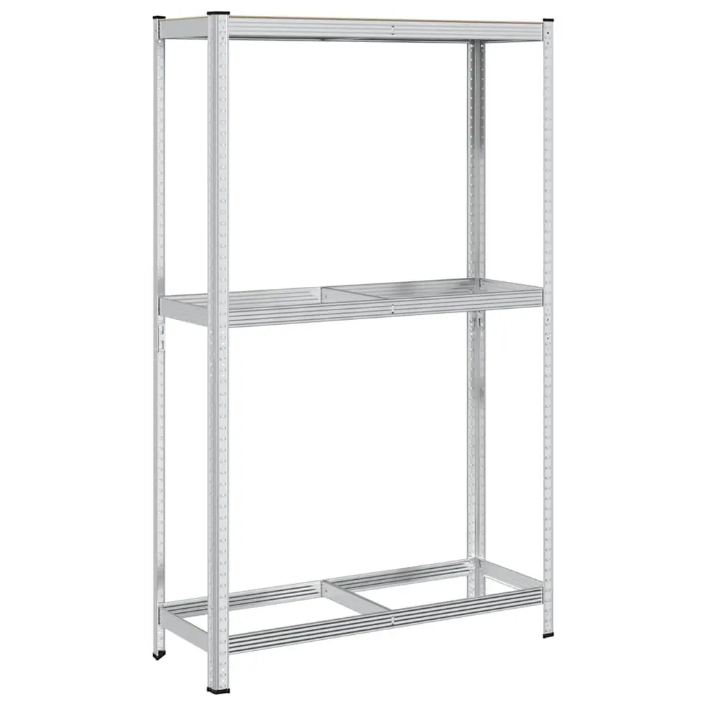 2-Layer Tyre Shelf Silver Steel Height Adjustable Durable Storage Rack