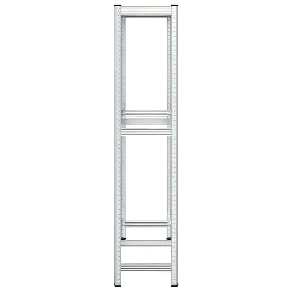 2-Layer Tyre Shelf Silver Steel Height Adjustable Durable Storage Rack