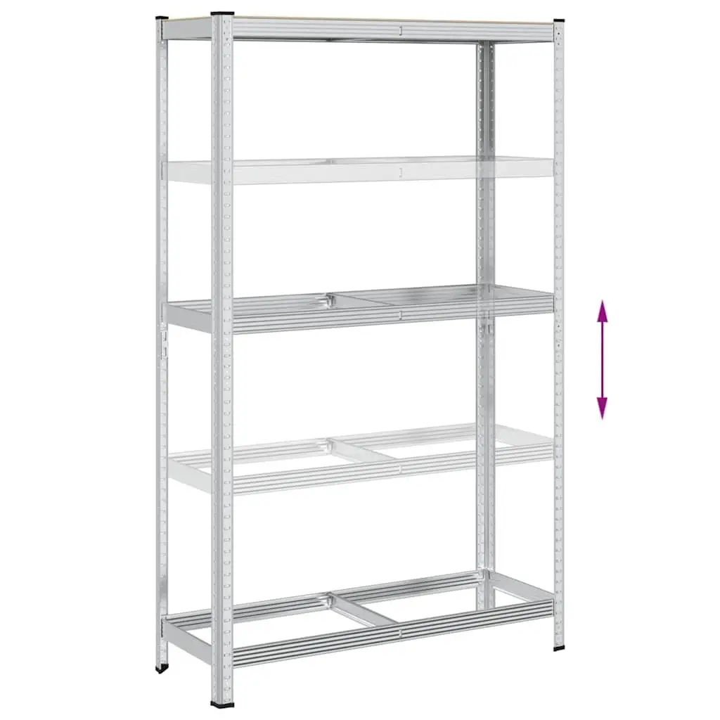 2-Layer Tyre Shelf Silver Steel Height Adjustable Durable Storage Rack