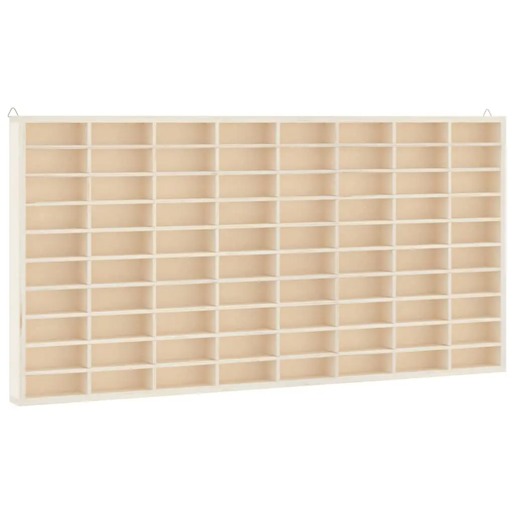 Wooden Wall Mounted Display Case Brown 80 Compartments Organiser