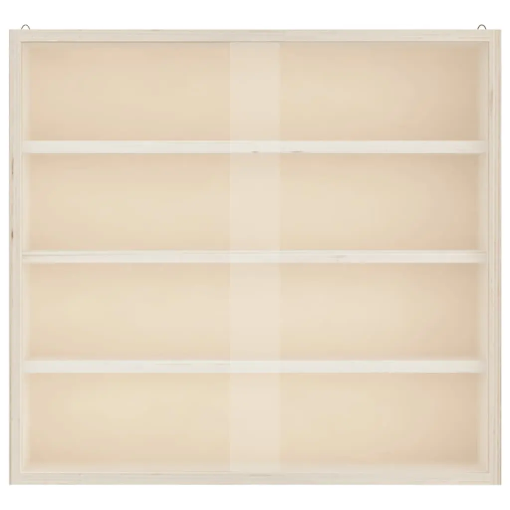 Wooden Display Cabinet Brown Wall Mounted 4 Shelves Transparent Doors