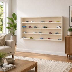 Compact Wooden Wall-Mounted Display Case - 4 Shelves