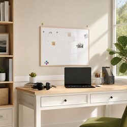 Magnetic Whiteboard Display Board Pine Wood Frame 80x55 cm Home Office Memo
