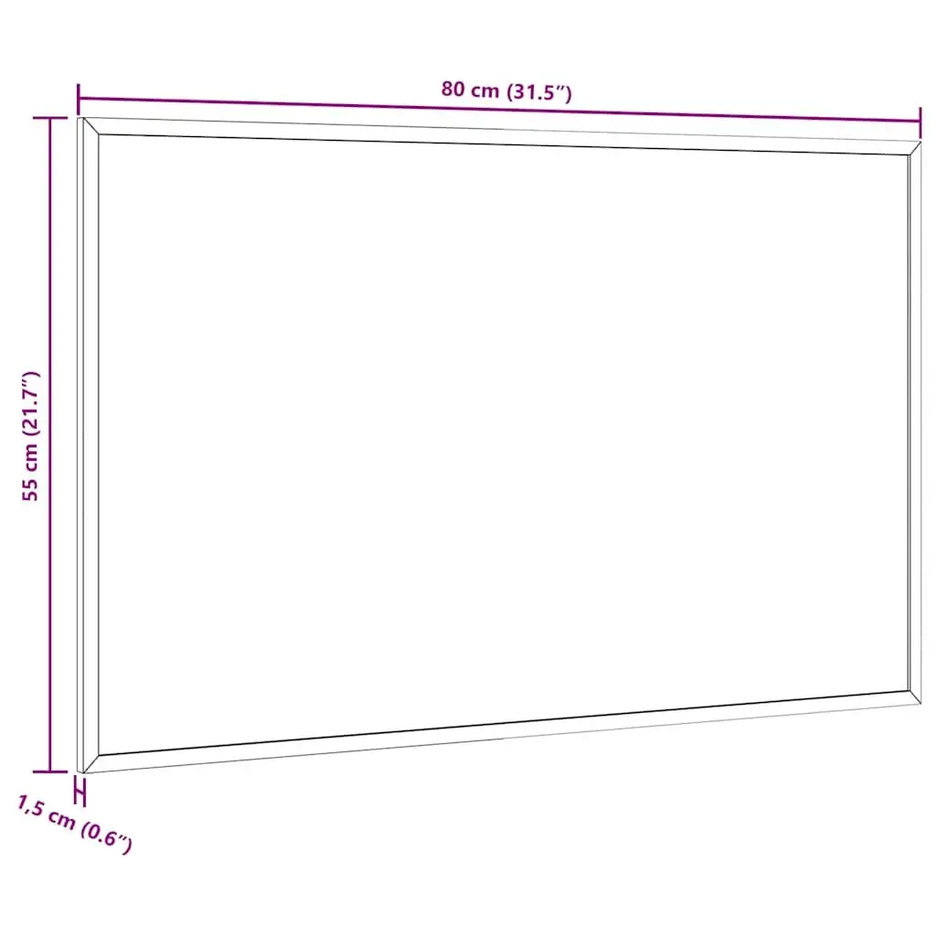 Magnetic Whiteboard Pine Wood Frame 80x55 cm Smooth Lacquer Coated Surface