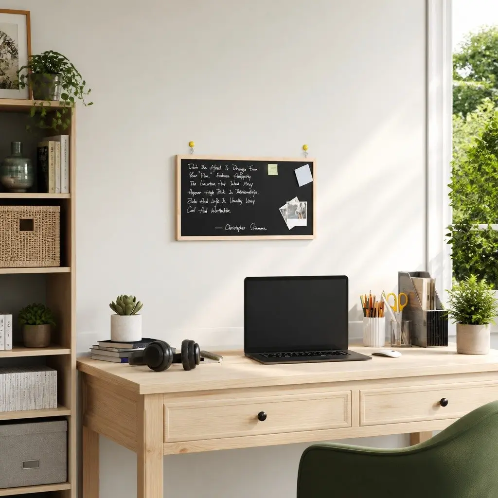 Chalkboard Bulletin Board Pine Wood Frame 60x30cm Vertical Horizontal Wall Mount