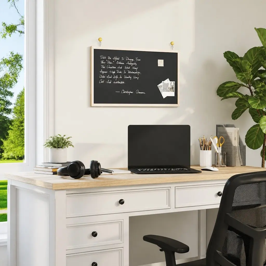 Chalkboard with Solid Pine Wood Frame 60x40 cm Bulletin Board Display Notes