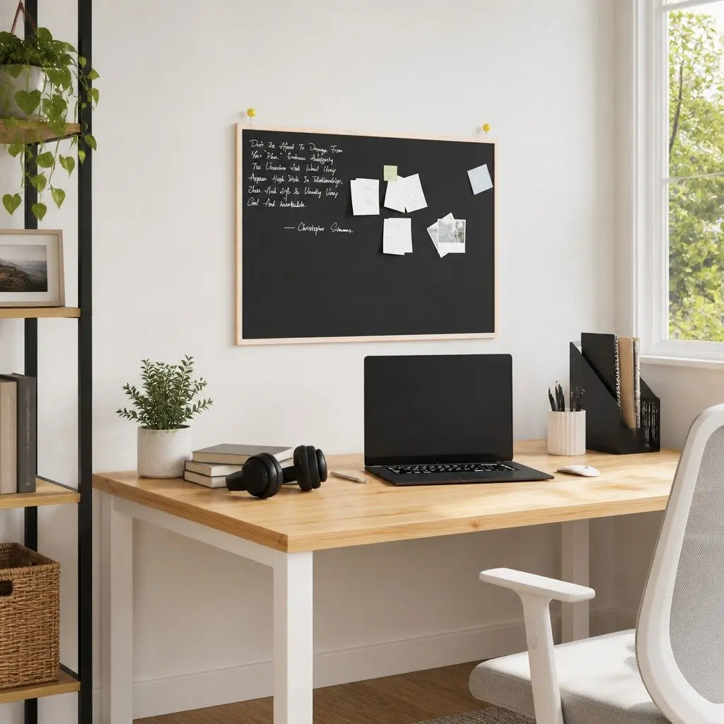 Chalkboard Black 80x55cm Solid Pine Wood Frame Smooth Writing Surface