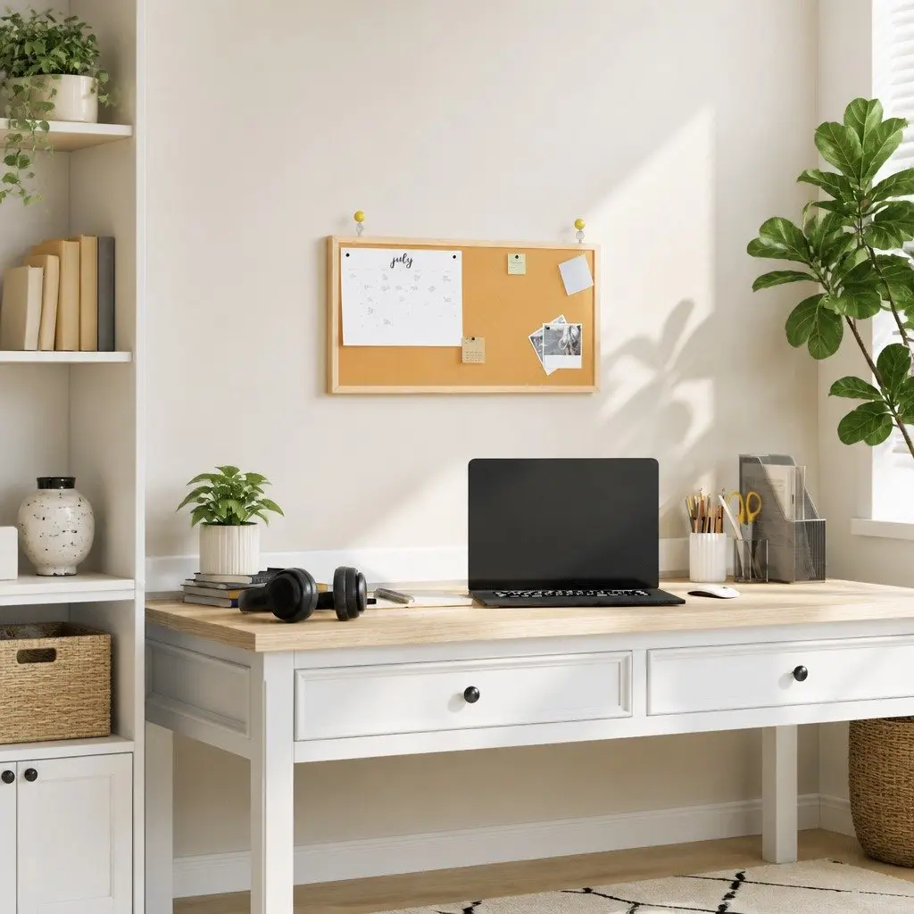 Cork Board Self-Healing Surface Solid Pine Wood Frame 60x30 cm Bulletin Notice Display