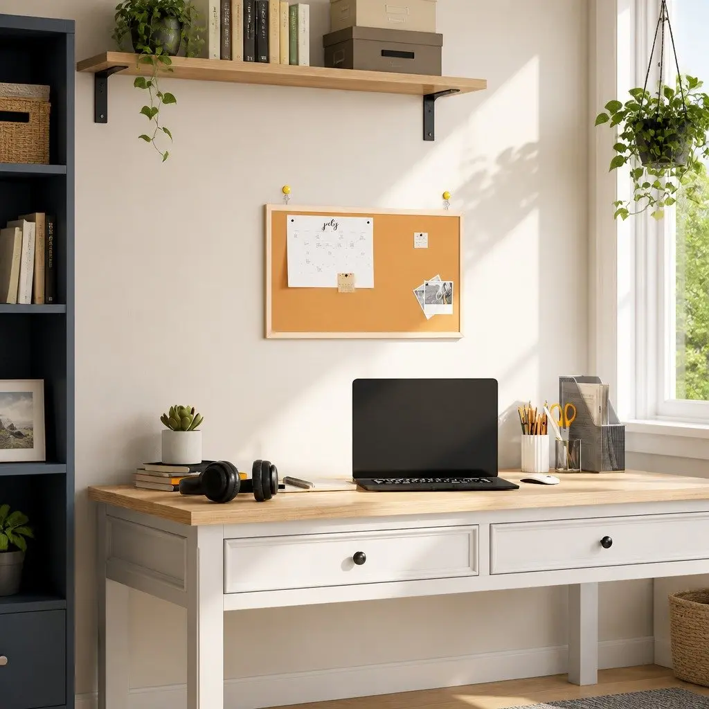 Cork Board Bulletin Board Pine Wood Frame 60x40cm Self-Healing Surface Office Organization