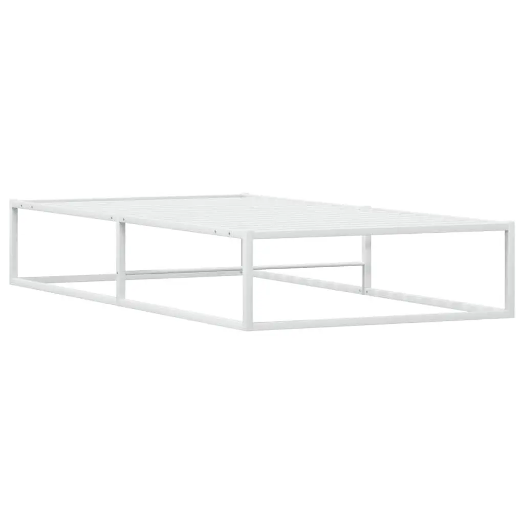Metal Bed Frame White 92x187 cm Slatted Base Under-bed Storage Space