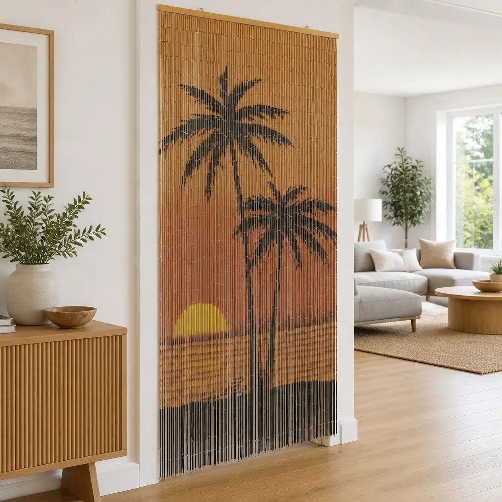 Bamboo Beaded Curtain for Insect Protection 90x220 cm