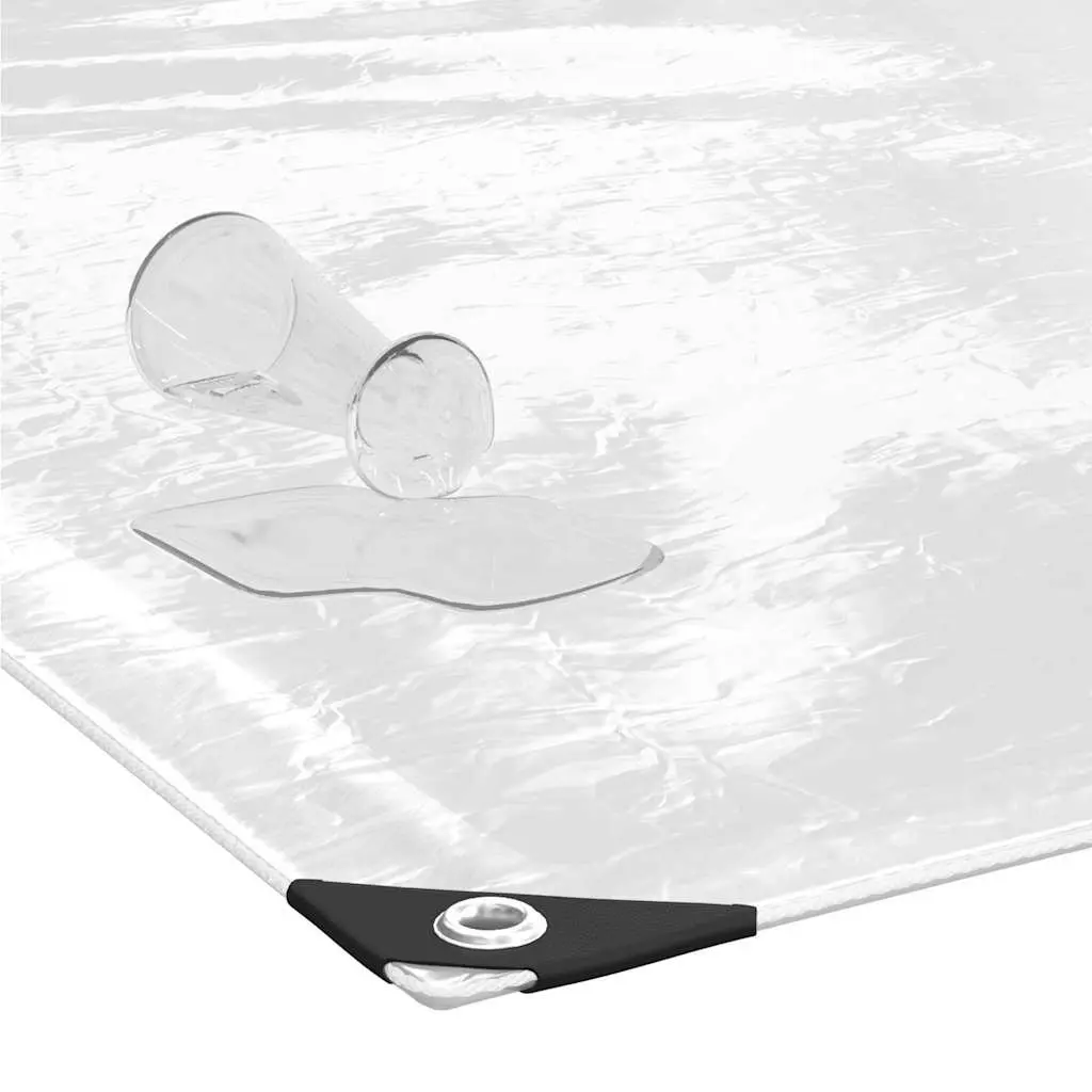 Clear PVC Tarpaulin Transparent 3x8 m Waterproof with Eyelets for Outdoor Garden Furniture Cover