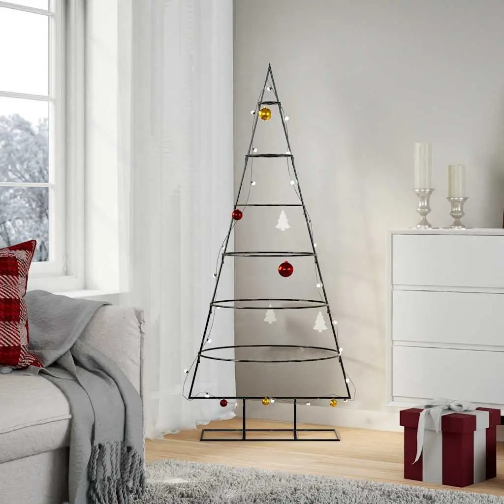 Metal Christmas Tree Decoration Black 150cm DIY Seasonal Holiday Decor