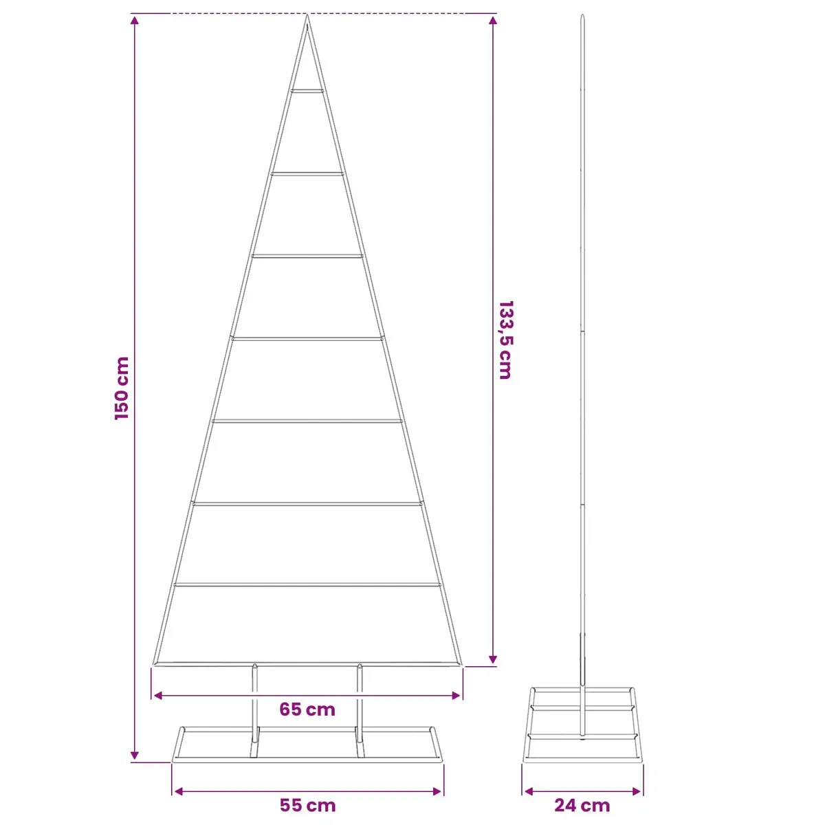 Metal Christmas Tree Frame Black 150cm DIY Modern Holiday Decor