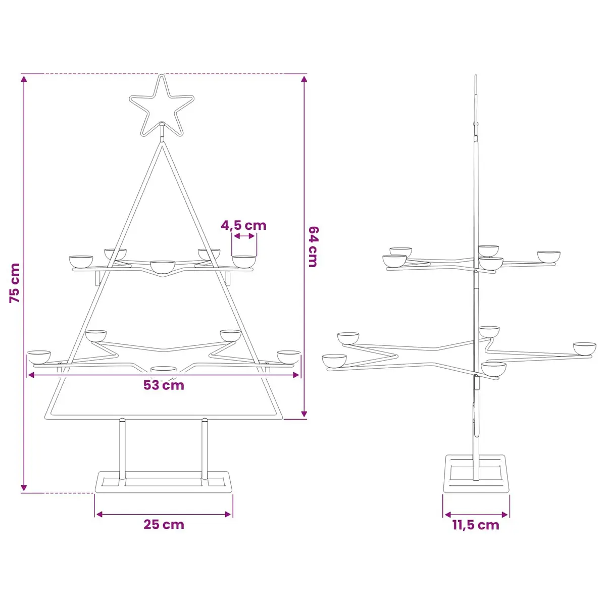 Metal Christmas Tree Decoration Black 75cm DIY Modern Holiday Display Stand