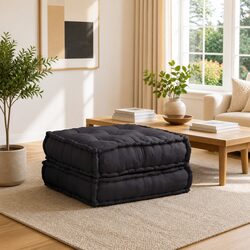 Modular Floor Sofa Unit Anthracite Fabric Cushion Seat Living Room Lounge