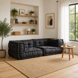 2-Seater Modular Floor Sofa Anthracite Lounge Sectional Cushion Seat Recliner